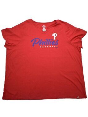 Fanatics Womens Plus Size MLB Philadelphia Phillies V-Neck Red Shirt New 4X